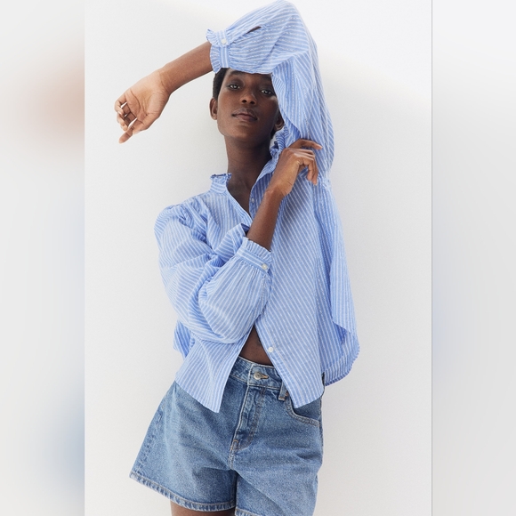 H&M Blue work blouse top (small-medium) - Picture 2 of 2